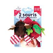 LOT DE 2 SOURIS DE NOEL EN PELUCHE POUR CHATS 13CM