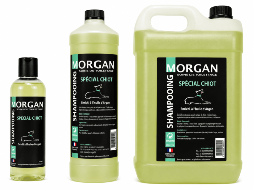 Shampooing Chiot à l'huile d'argan disponible en 250ml, 1L et 5L