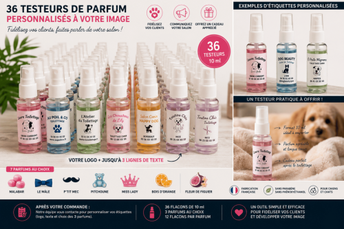 36 Testeurs de Parfum MORGAN 10 ml personnalisés à l'image de votre salon